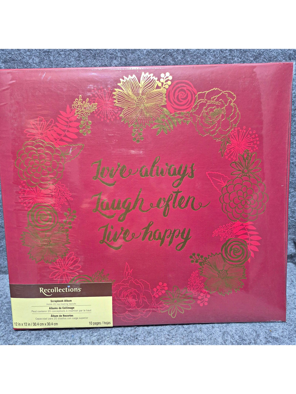 Recollections 12x12 Red Floral Love Scrapbook Album "Live Always Laugh Often"